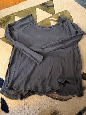 Free People | Women's Long Sleeve Waffle Knit Top - Slate Gray